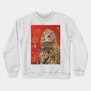 Eagle owl painting in red and gold. Crewneck Sweatshirt